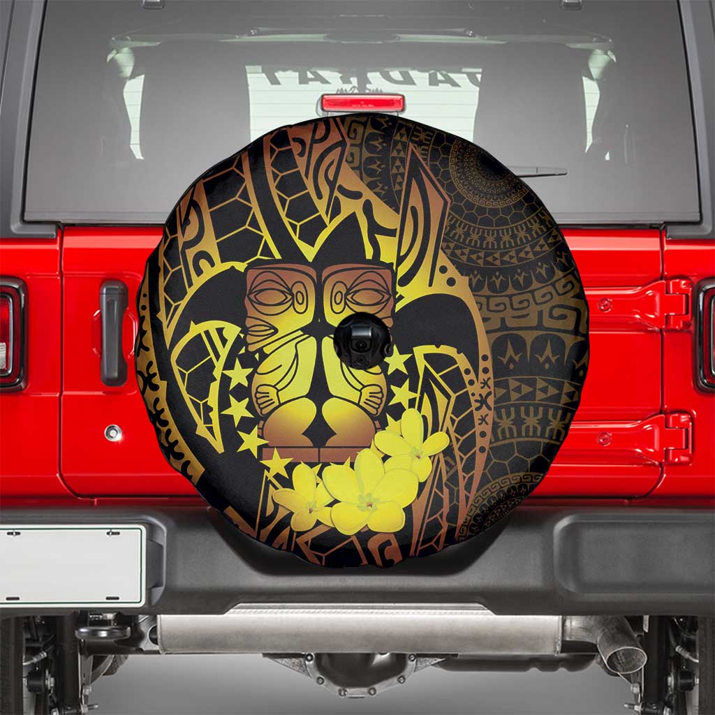 Kia Orana Kuki Airani Spare Tire Cover Cook Islands Tangaroa God Tatau Gold LT14 - Polynesian Pride