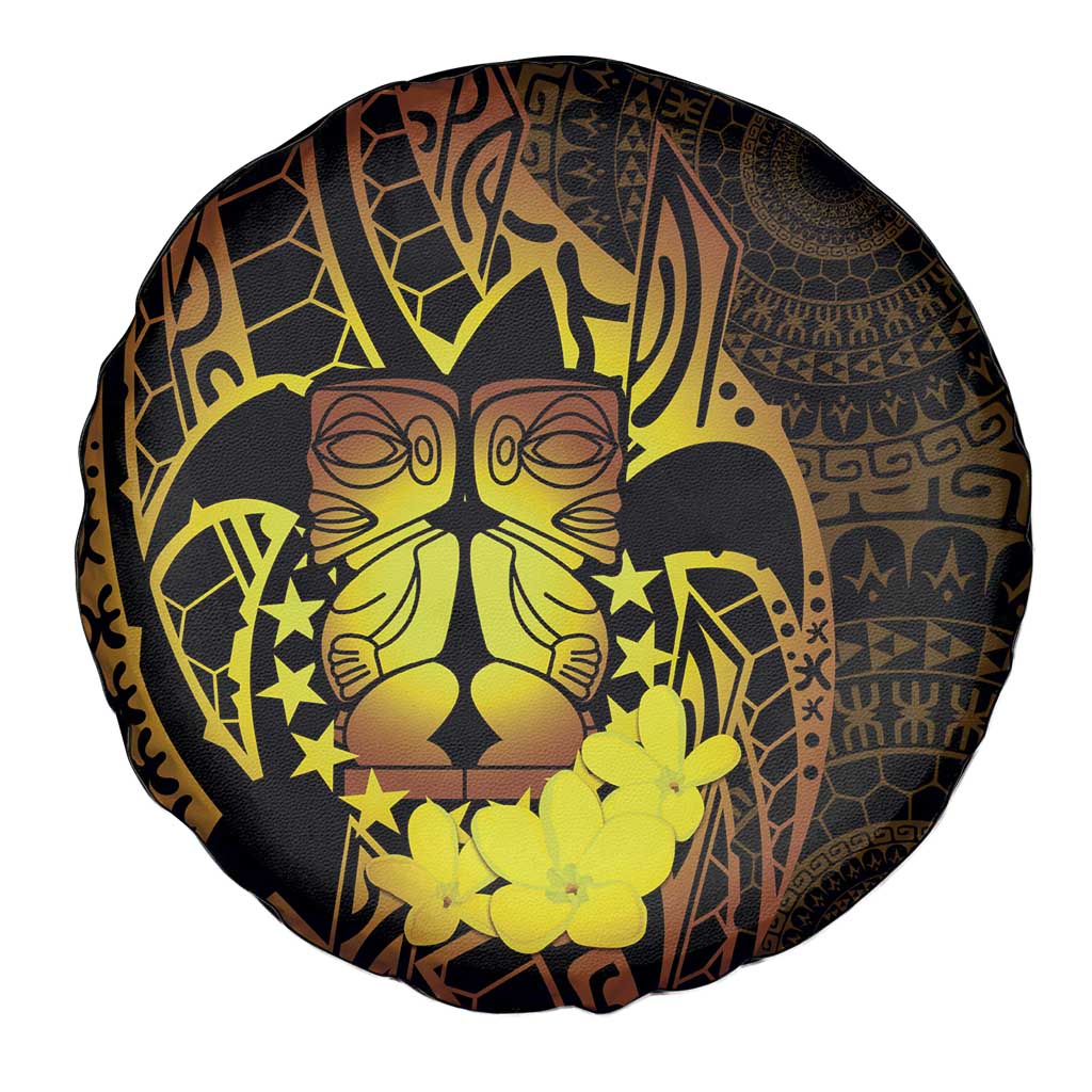 Kia Orana Kuki Airani Spare Tire Cover Cook Islands Tangaroa God Tatau Gold LT14 - Polynesian Pride