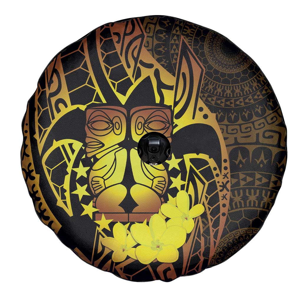 Kia Orana Kuki Airani Spare Tire Cover Cook Islands Tangaroa God Tatau Gold LT14 - Polynesian Pride