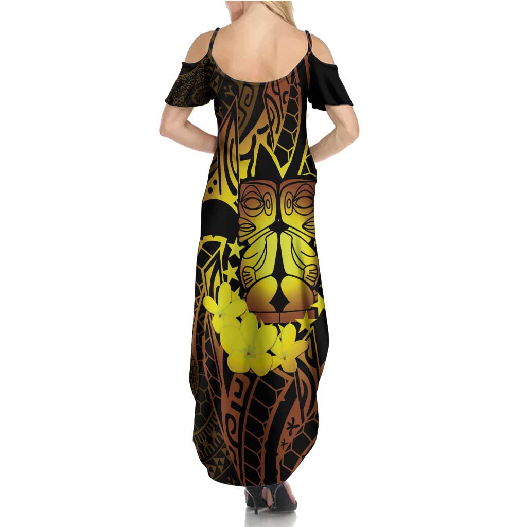 Kia Orana Kuki Airani Summer Maxi Dress Cook Islands Tangaroa God Tatau Gold LT14 - Polynesian Pride