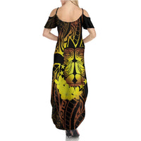 Kia Orana Kuki Airani Summer Maxi Dress Cook Islands Tangaroa God Tatau Gold LT14 - Polynesian Pride