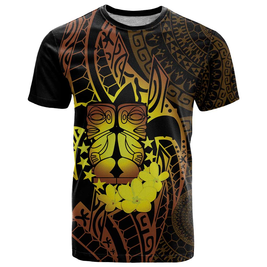 Kia Orana Kuki Airani T Shirt Cook Islands Tangaroa God Tatau Gold LT14 Gold - Polynesian Pride