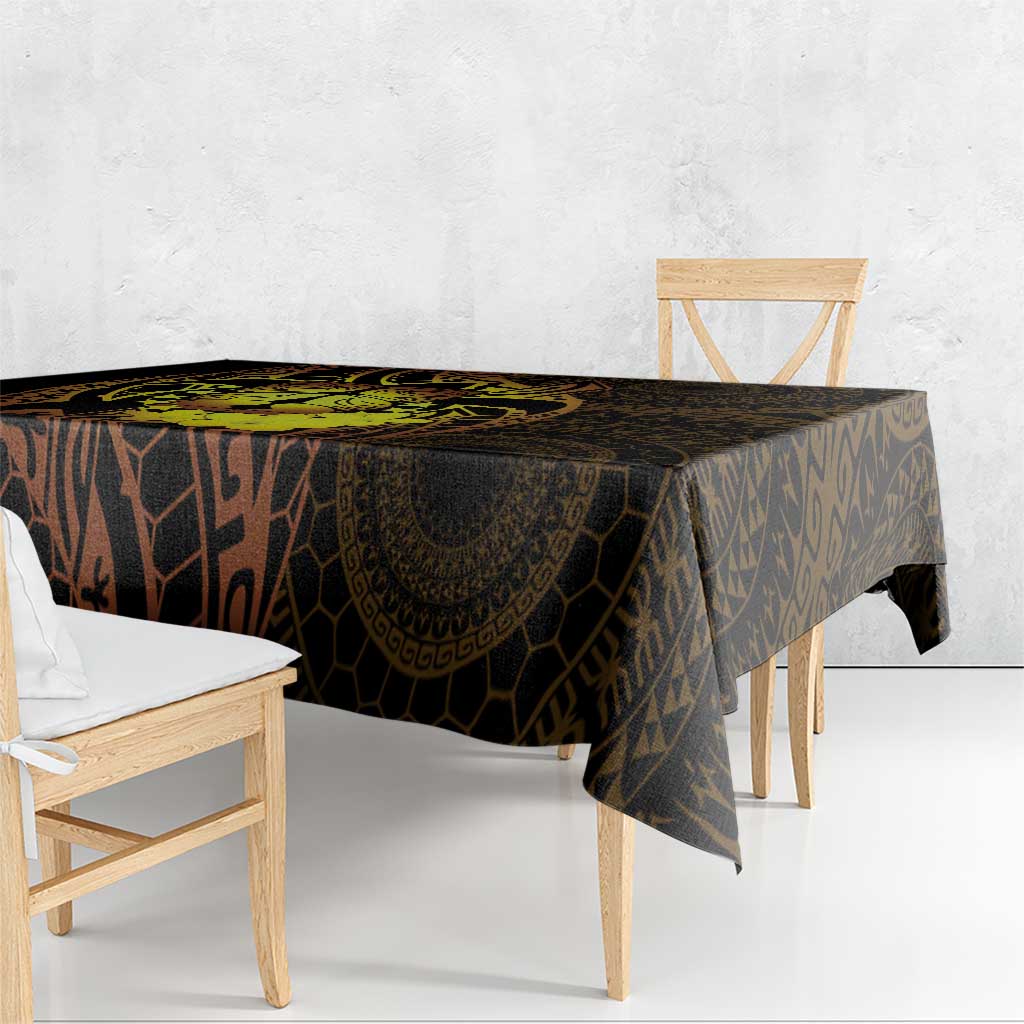 Kia Orana Kuki Airani Tablecloth Cook Islands Tangaroa God Tatau Gold