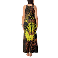 Kia Orana Kuki Airani Tank Maxi Dress Cook Islands Tangaroa God Tatau Gold LT14 - Polynesian Pride