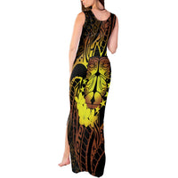 Kia Orana Kuki Airani Tank Maxi Dress Cook Islands Tangaroa God Tatau Gold LT14 - Polynesian Pride