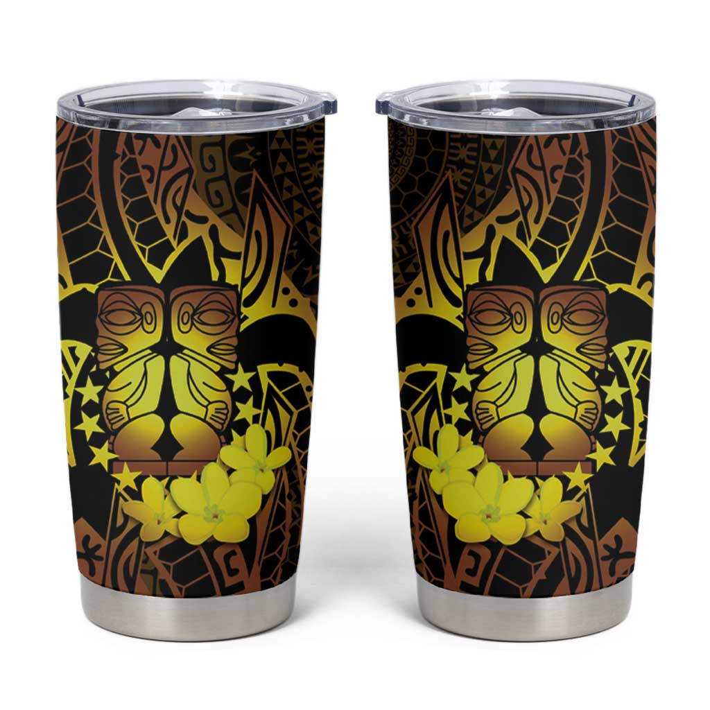 Kia Orana Kuki Airani Tumbler Cup Cook Islands Tangaroa God Tatau Gold LT14 Gold - Polynesian Pride
