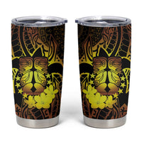 Kia Orana Kuki Airani Tumbler Cup Cook Islands Tangaroa God Tatau Gold LT14 Gold - Polynesian Pride