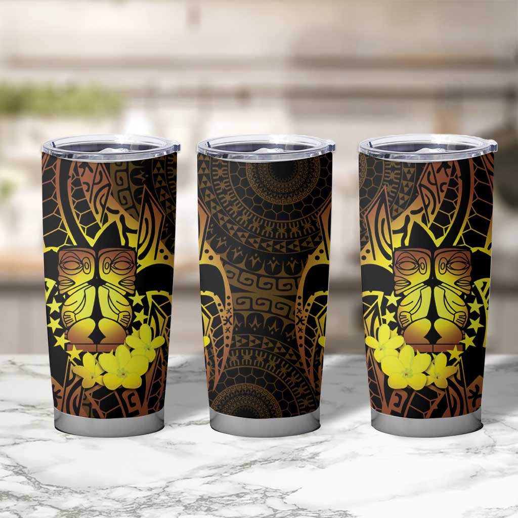 Kia Orana Kuki Airani Tumbler Cup Cook Islands Tangaroa God Tatau Gold LT14 - Polynesian Pride