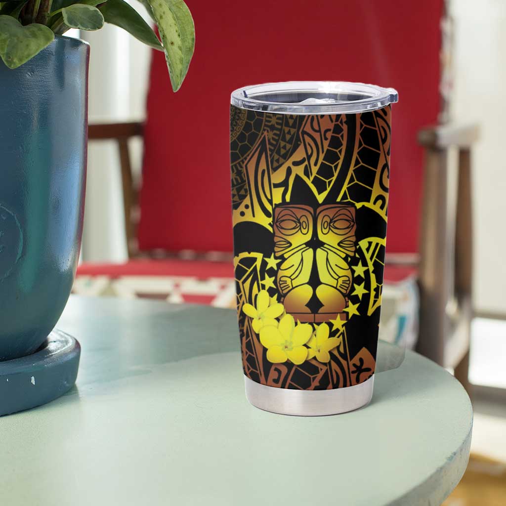 Kia Orana Kuki Airani Tumbler Cup Cook Islands Tangaroa God Tatau Gold LT14 - Polynesian Pride
