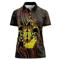 Kia Orana Kuki Airani Women Polo Shirt Cook Islands Tangaroa God Tatau Gold LT14 Female Gold - Polynesian Pride
