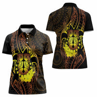 Kia Orana Kuki Airani Women Polo Shirt Cook Islands Tangaroa God Tatau Gold LT14 - Polynesian Pride