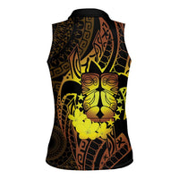 Kia Orana Kuki Airani Women Sleeveless Polo Shirt Cook Islands Tangaroa God Tatau Gold LT14 - Polynesian Pride