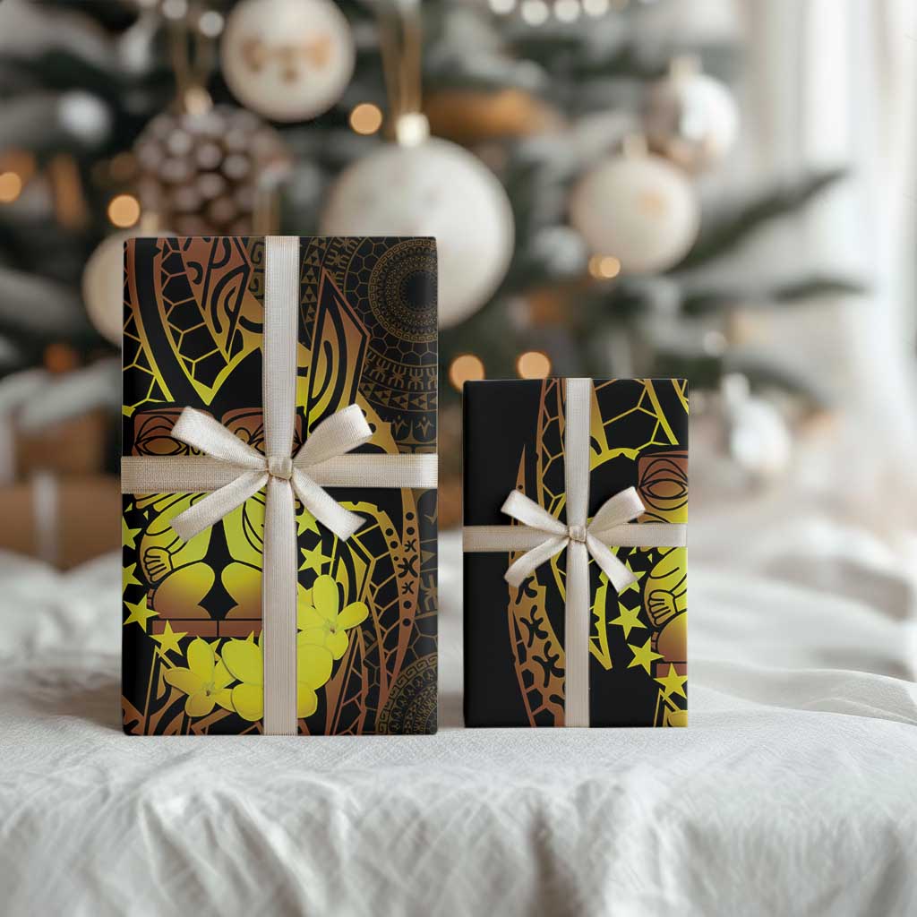 Kia Orana Kuki Airani Wrapping Paper Cook Islands Tangaroa God Tatau Gold LT14 - Polynesian Pride
