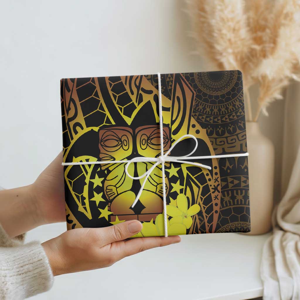 Kia Orana Kuki Airani Wrapping Paper Cook Islands Tangaroa God Tatau Gold LT14 - Polynesian Pride