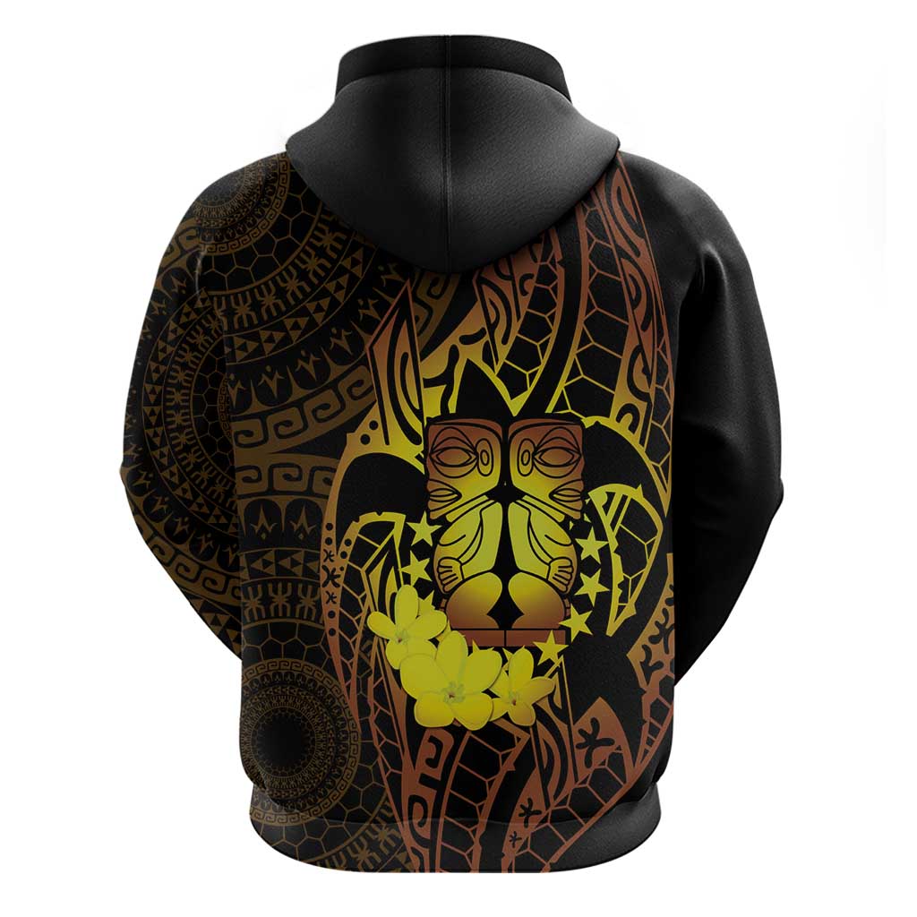 Kia Orana Kuki Airani Zip Hoodie Cook Islands Tangaroa God Tatau Gold LT14 - Polynesian Pride