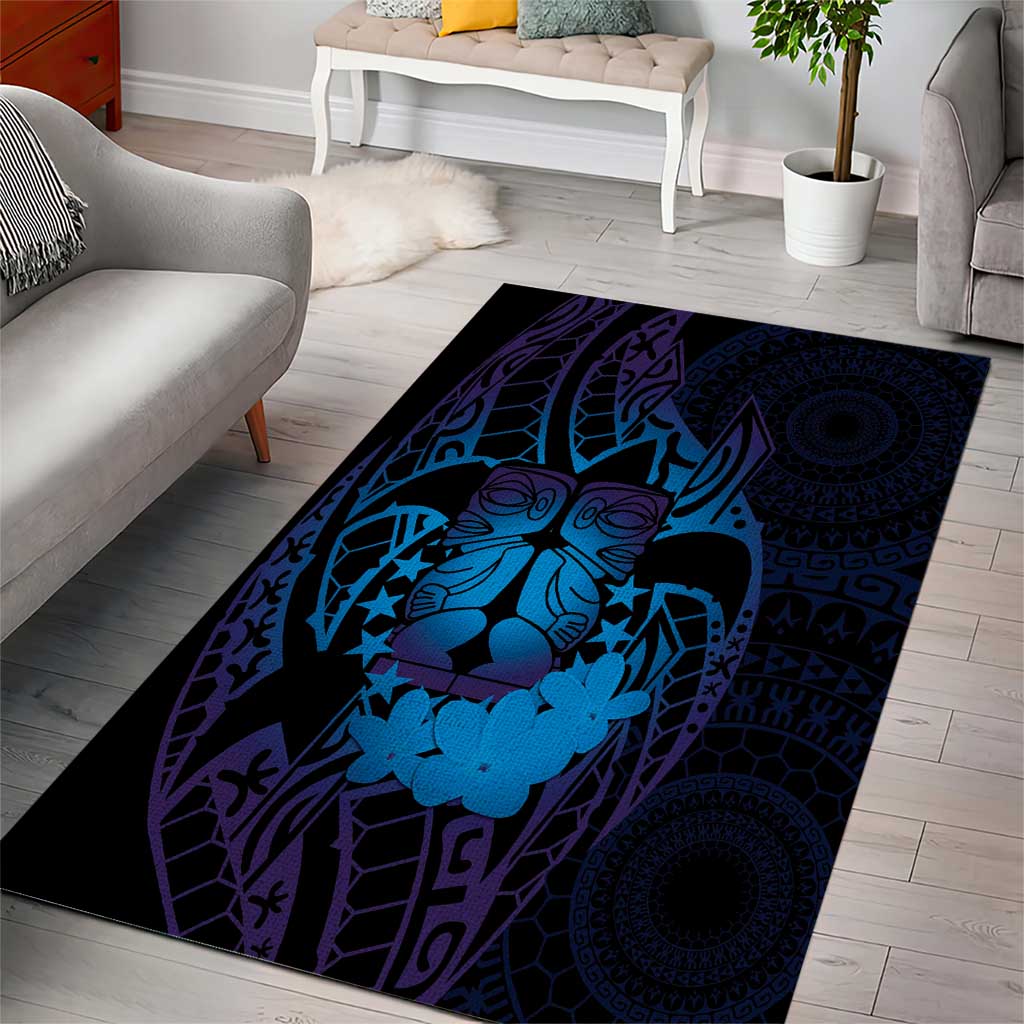 Kia Orana Kuki Airani Area Rug Cook Islands Tangaroa God Tatau Purple LT14 - Polynesian Pride