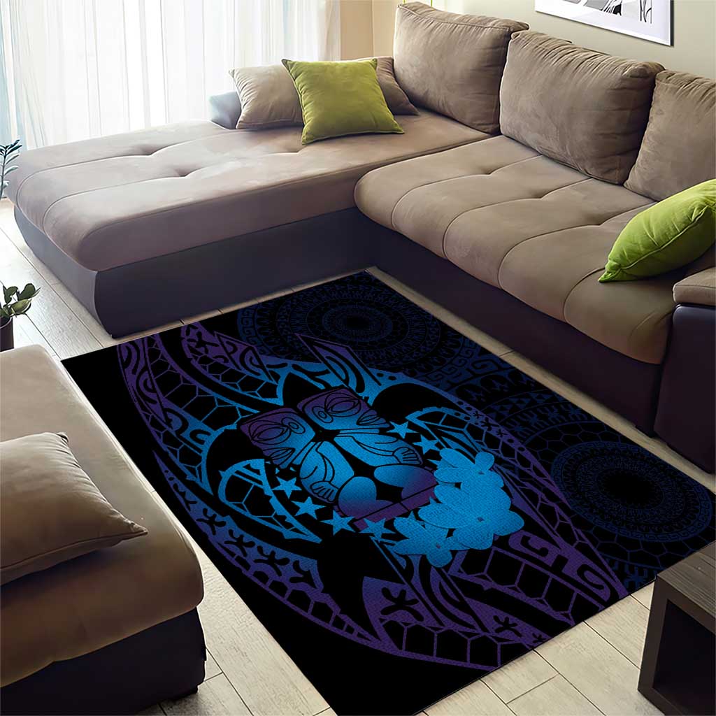 Kia Orana Kuki Airani Area Rug Cook Islands Tangaroa God Tatau Purple LT14 - Polynesian Pride