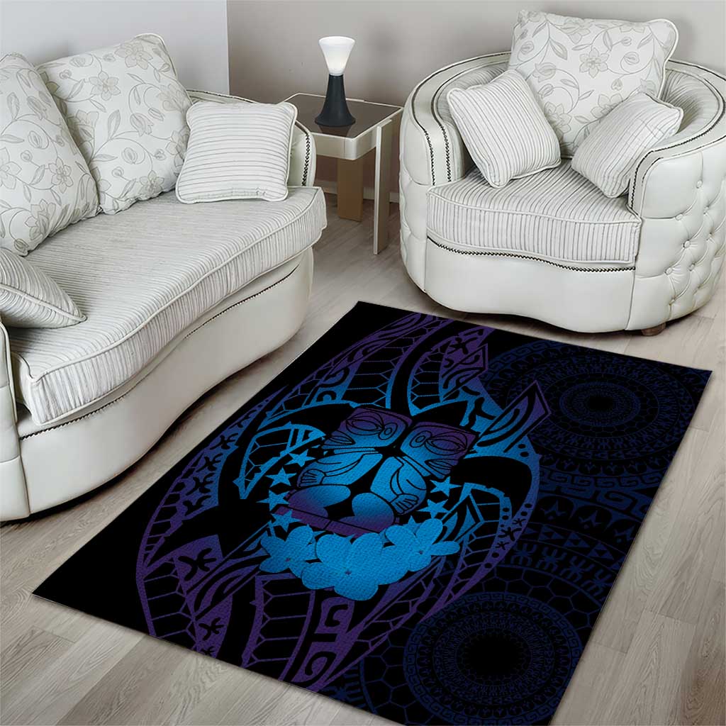Kia Orana Kuki Airani Area Rug Cook Islands Tangaroa God Tatau Purple LT14 - Polynesian Pride