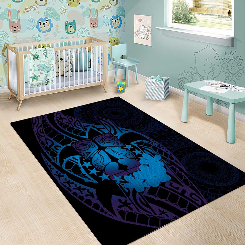 Kia Orana Kuki Airani Area Rug Cook Islands Tangaroa God Tatau Purple LT14 - Polynesian Pride