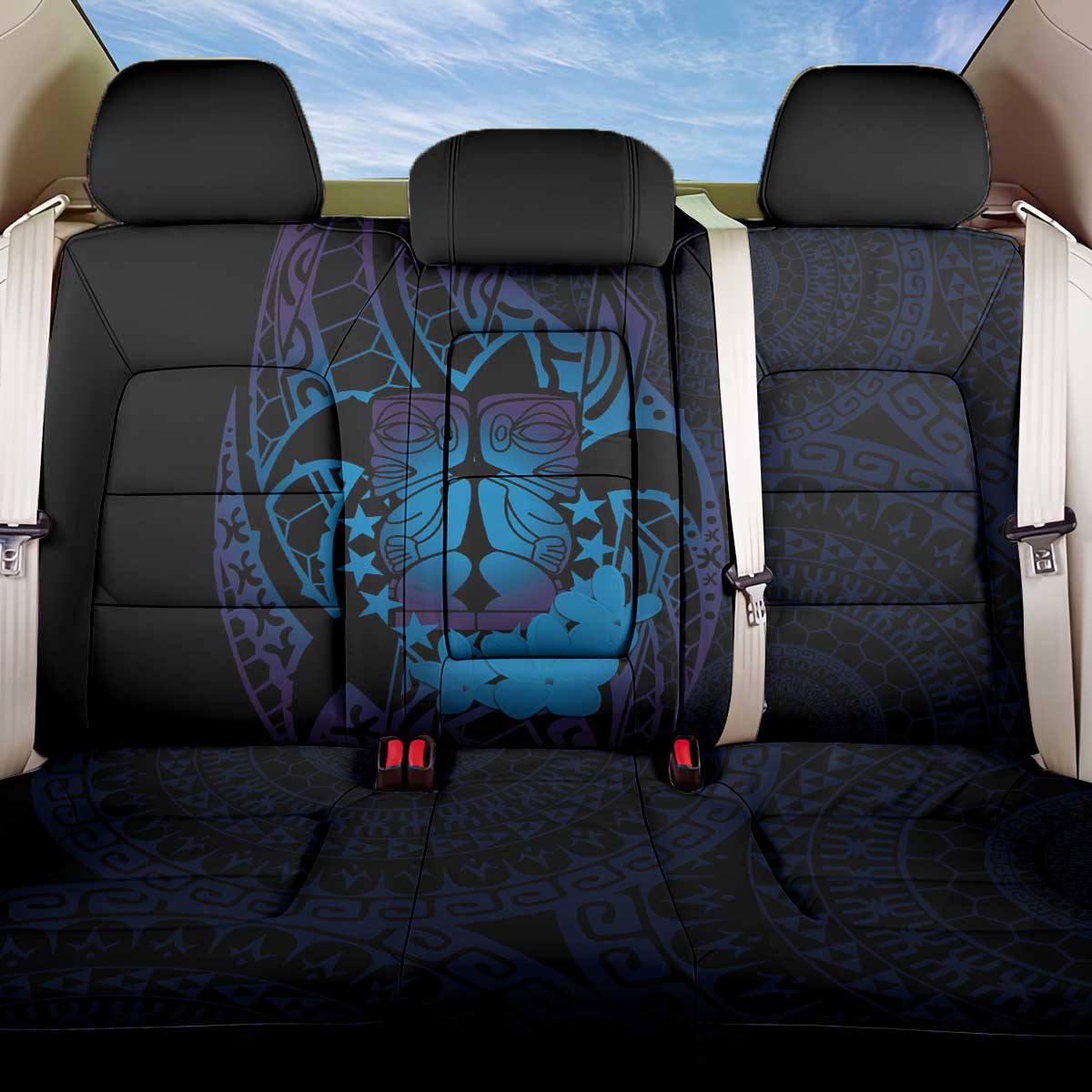 Kia Orana Kuki Airani Back Car Seat Cover Cook Islands Tangaroa God Tatau Purple LT14 One Size Purple - Polynesian Pride