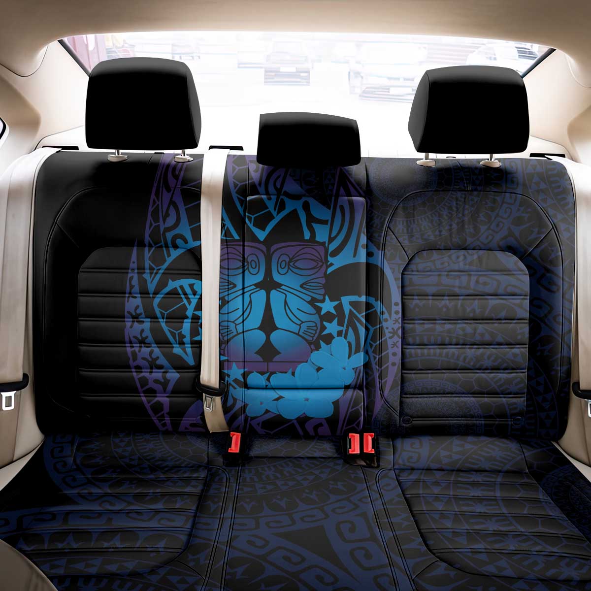 Kia Orana Kuki Airani Back Car Seat Cover Cook Islands Tangaroa God Tatau Purple LT14 - Polynesian Pride
