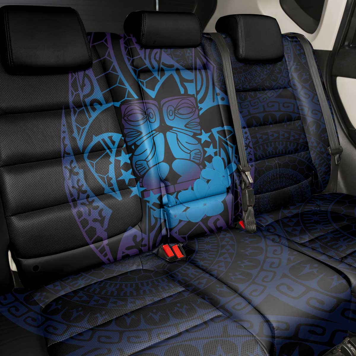 Kia Orana Kuki Airani Back Car Seat Cover Cook Islands Tangaroa God Tatau Purple LT14 - Polynesian Pride