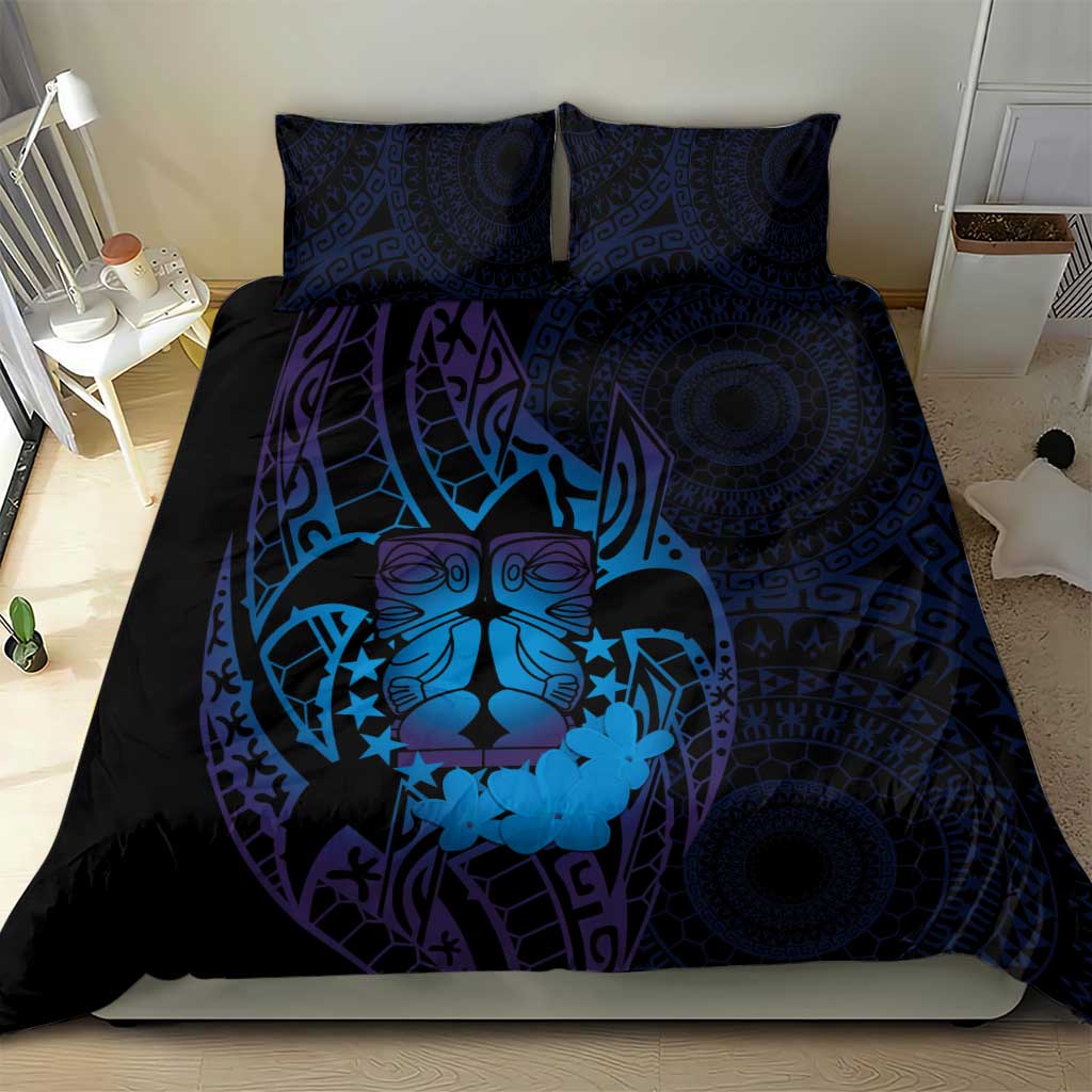 Kia Orana Kuki Airani Bedding Set Cook Islands Tangaroa God Tatau Purple