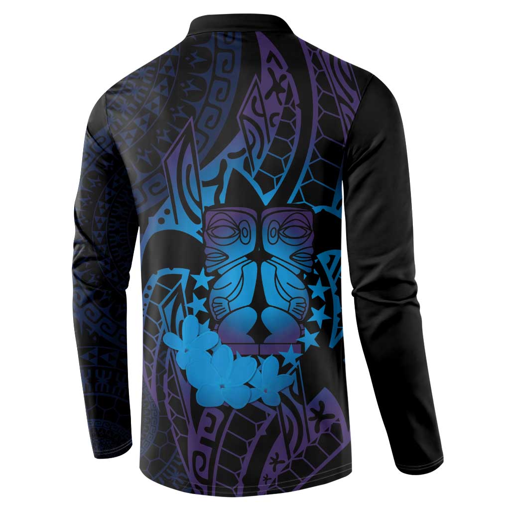 Kia Orana Kuki Airani Button Sweatshirt Cook Islands Tangaroa God Tatau Purple