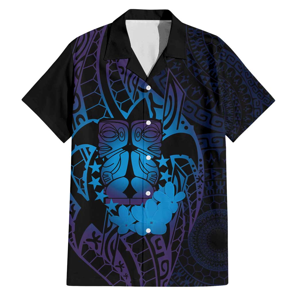 Kia Orana Kuki Airani Family Matching Mermaid Dress and Hawaiian Shirt Cook Islands Tangaroa God Tatau Purple LT14 Dad's Shirt - Short Sleeve Purple - Polynesian Pride