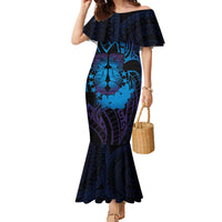 Kia Orana Kuki Airani Family Matching Mermaid Dress and Hawaiian Shirt Cook Islands Tangaroa God Tatau Purple LT14 Mom's Dress Purple - Polynesian Pride