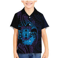 Kia Orana Kuki Airani Family Matching Mermaid Dress and Hawaiian Shirt Cook Islands Tangaroa God Tatau Purple LT14 Son's Shirt Purple - Polynesian Pride