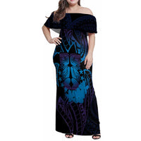 Kia Orana Kuki Airani Family Matching Off Shoulder Maxi Dress and Hawaiian Shirt Cook Islands Tangaroa God Tatau Purple LT14 Mom's Dress Purple - Polynesian Pride