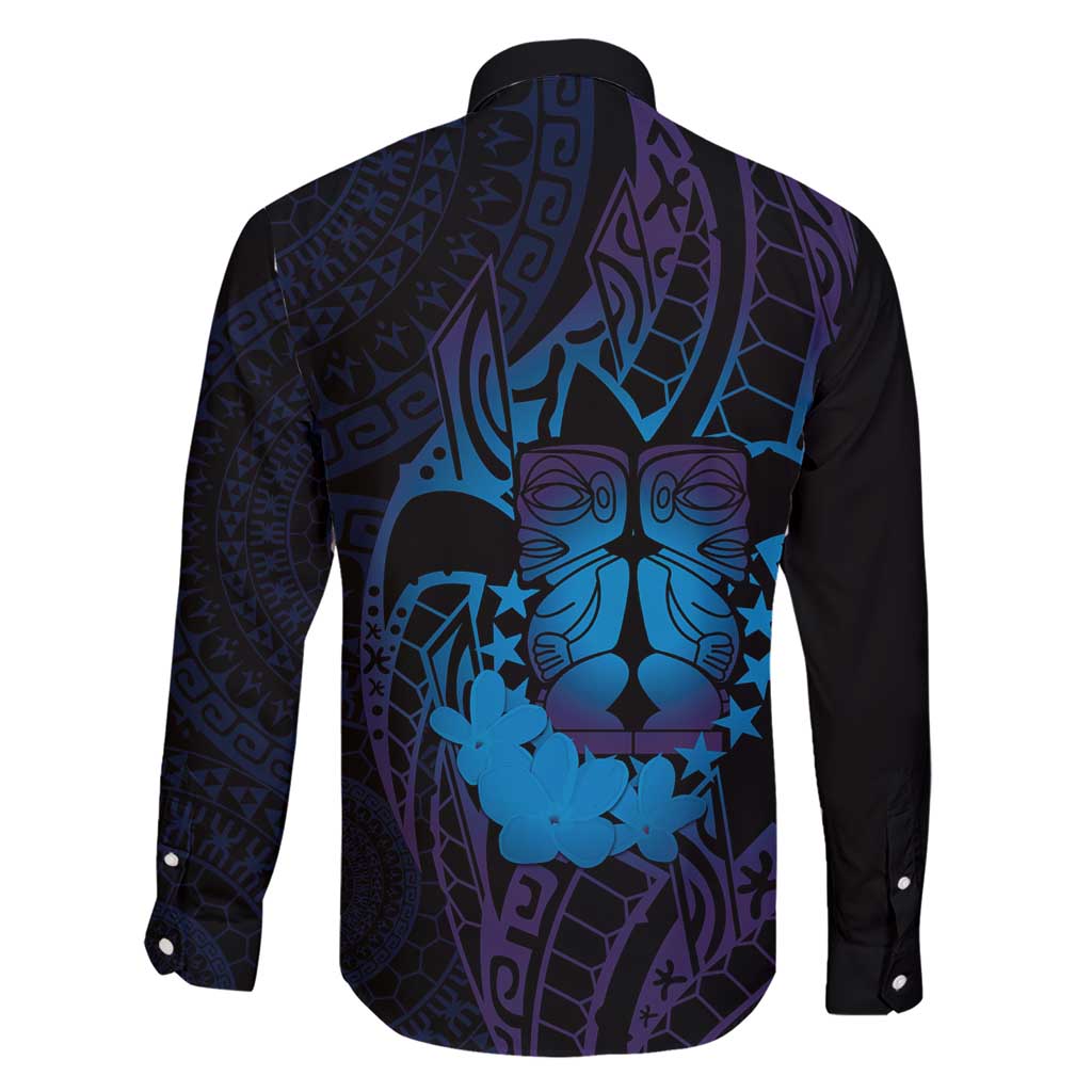 Kia Orana Kuki Airani Family Matching Short Sleeve Bodycon Dress and Hawaiian Shirt Cook Islands Tangaroa God Tatau Purple LT14 - Polynesian Pride