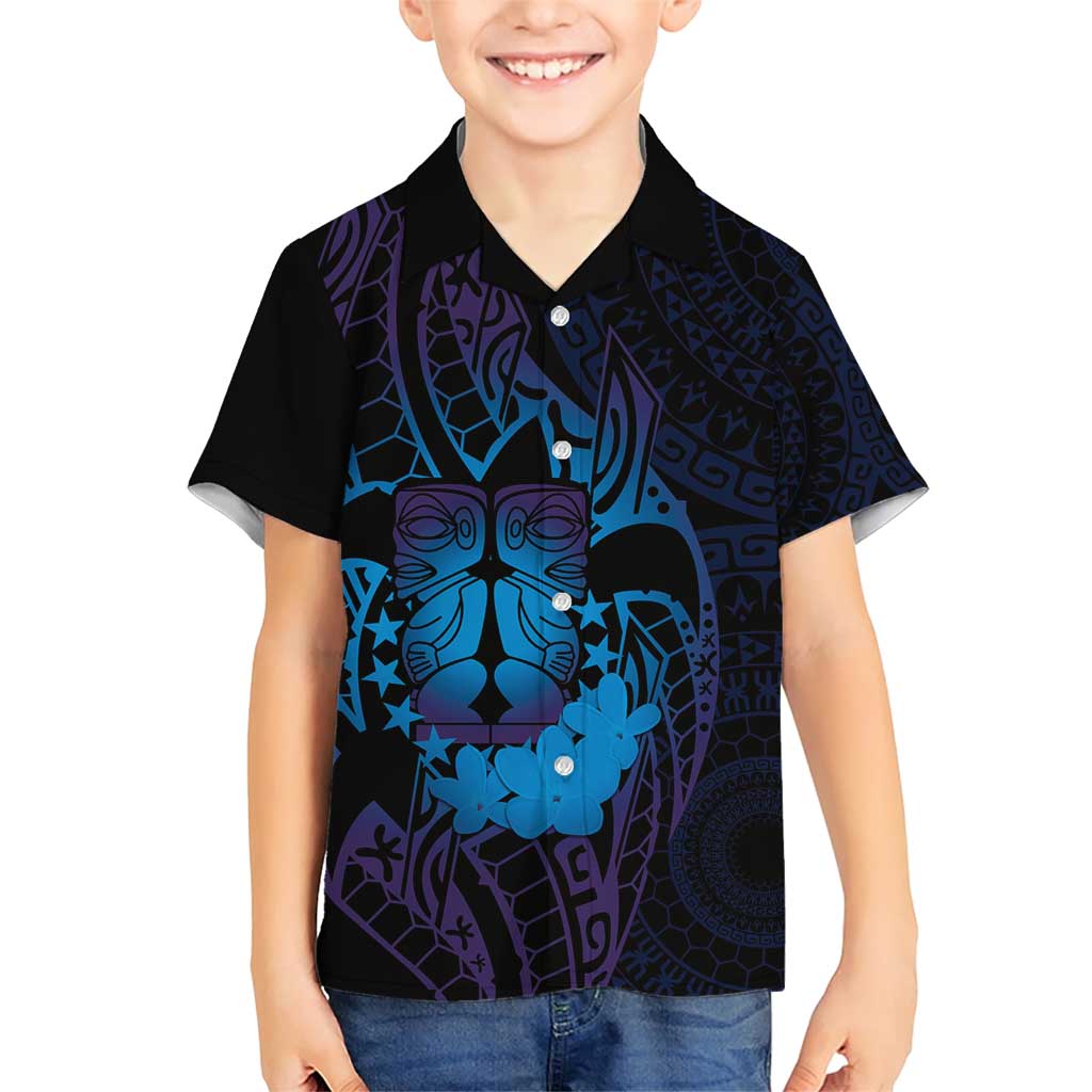 Kia Orana Kuki Airani Family Matching Short Sleeve Bodycon Dress and Hawaiian Shirt Cook Islands Tangaroa God Tatau Purple LT14 Son's Shirt Purple - Polynesian Pride