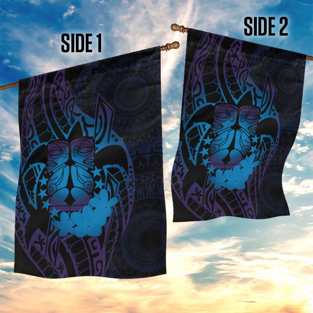 Kia Orana Kuki Airani Garden Flag Cook Islands Tangaroa God Tatau Purple LT14 - Polynesian Pride