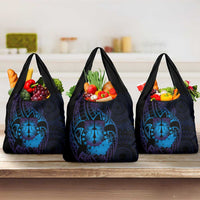 Kia Orana Kuki Airani Grocery Bag Cook Islands Tangaroa God Tatau Purple LT14 3-pack One Size Purple - Polynesian Pride