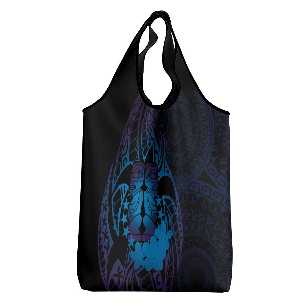 Kia Orana Kuki Airani Grocery Bag Cook Islands Tangaroa God Tatau Purple LT14 - Polynesian Pride