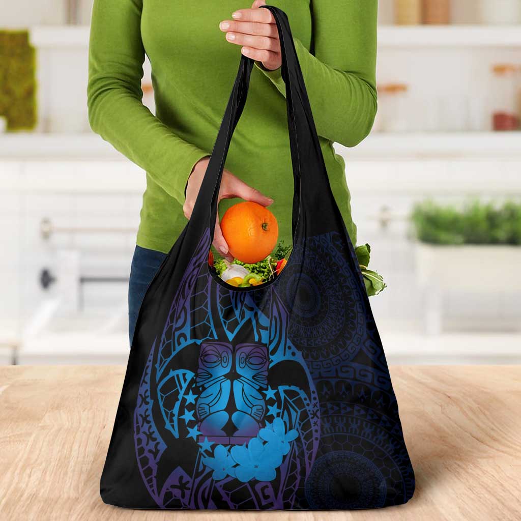 Kia Orana Kuki Airani Grocery Bag Cook Islands Tangaroa God Tatau Purple LT14 - Polynesian Pride