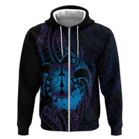 Kia Orana Kuki Airani Hoodie Cook Islands Tangaroa God Tatau Purple LT14 Zip Hoodie Purple - Polynesian Pride