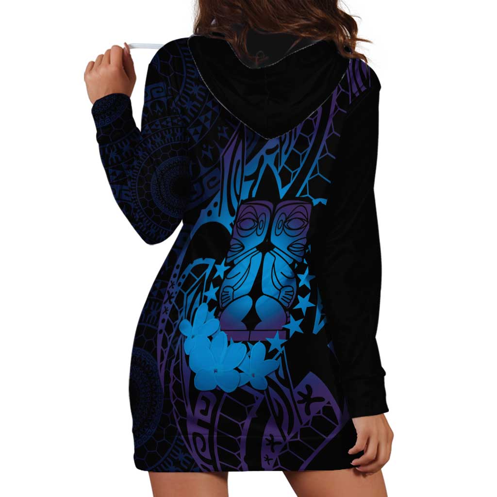 Kia Orana Kuki Airani Hoodie Dress Cook Islands Tangaroa God Tatau Purple LT14 - Polynesian Pride