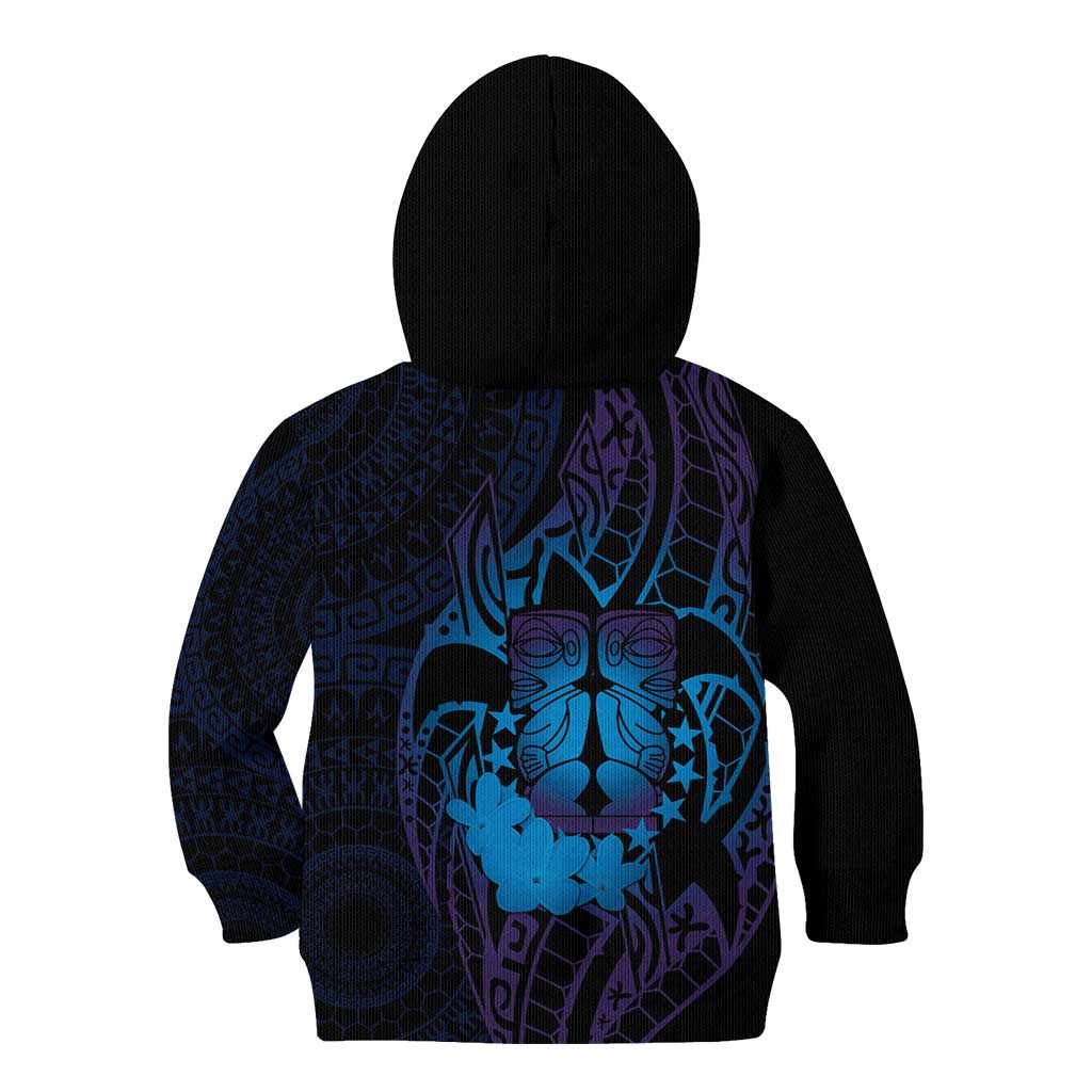 Kia Orana Kuki Airani Kid Hoodie Cook Islands Tangaroa God Tatau Purple LT14 - Polynesian Pride
