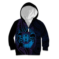 Kia Orana Kuki Airani Kid Hoodie Cook Islands Tangaroa God Tatau Purple LT14 Zip Hoodie Purple - Polynesian Pride