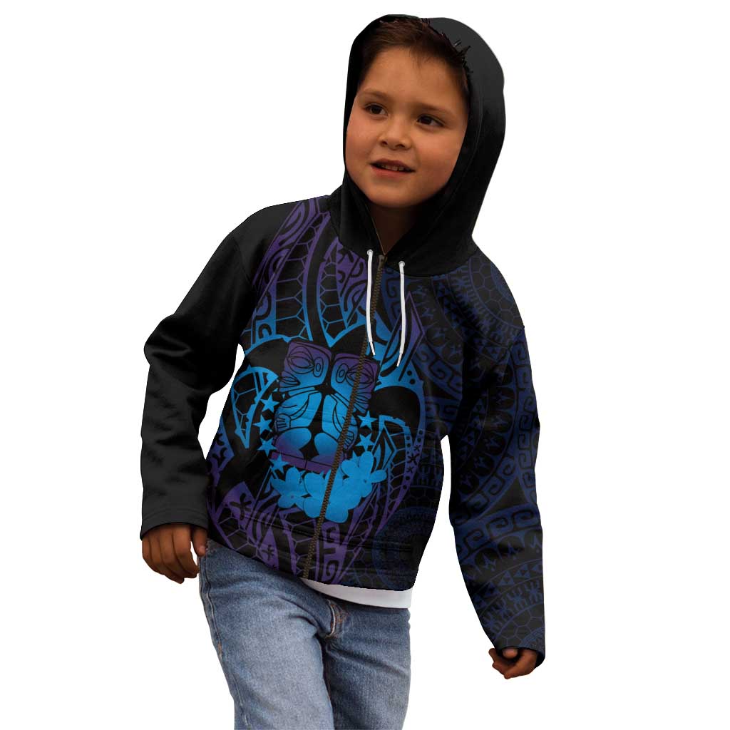 Kia Orana Kuki Airani Kid Hoodie Cook Islands Tangaroa God Tatau Purple LT14 - Polynesian Pride