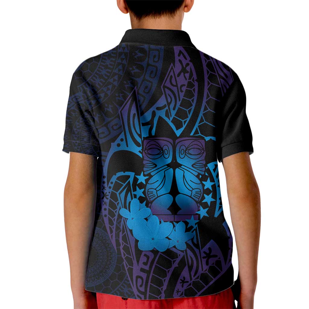 Kia Orana Kuki Airani Kid Polo Shirt Cook Islands Tangaroa God Tatau Purple LT14 - Polynesian Pride