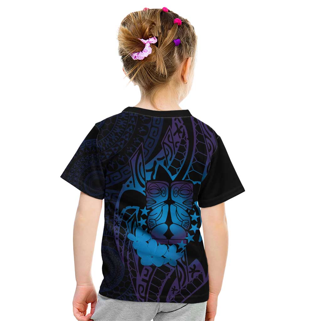 Kia Orana Kuki Airani Kid T Shirt Cook Islands Tangaroa God Tatau Purple LT14 - Polynesian Pride