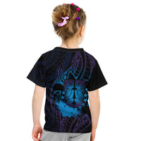 Kia Orana Kuki Airani Kid T Shirt Cook Islands Tangaroa God Tatau Purple LT14 - Polynesian Pride