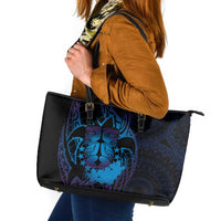 Kia Orana Kuki Airani Leather Tote Bag Cook Islands Tangaroa God Tatau Purple LT14 Purple - Polynesian Pride