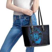 Kia Orana Kuki Airani Leather Tote Bag Cook Islands Tangaroa God Tatau Purple LT14 - Polynesian Pride