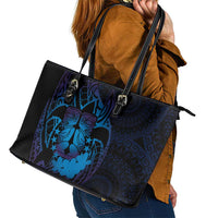 Kia Orana Kuki Airani Leather Tote Bag Cook Islands Tangaroa God Tatau Purple LT14 - Polynesian Pride