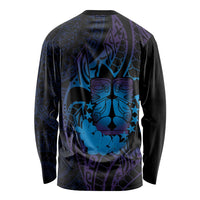 Kia Orana Kuki Airani Long Sleeve Shirt Cook Islands Tangaroa God Tatau Purple LT14 - Polynesian Pride